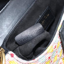 Christian Dior Beads Saddle Hand Bag Canvas Multicolor Gold Auth 171485SM-21