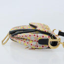Christian Dior Beads Saddle Hand Bag Canvas Multicolor Gold Auth 171485SM-4