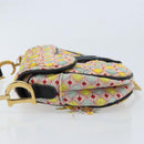 Christian Dior Beads Saddle Hand Bag Canvas Multicolor Gold Auth 171485SM-5