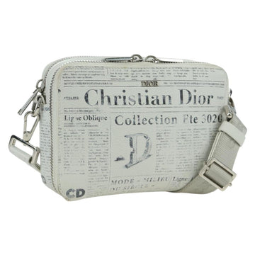 Christian Dior Daniel Arsham Shoulder Bag Leather White Silver Auth 171489V
