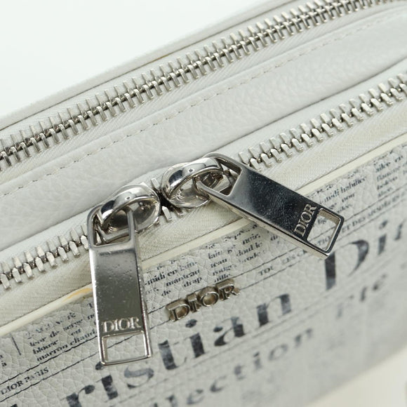 Christian Dior Daniel Arsham Shoulder Bag Leather White Silver Auth 171489V