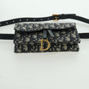 Christian Dior Trotter Canvas Saddle Waist bag Navy Gold Auth 171490SAV-5