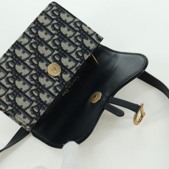 Christian Dior Trotter Canvas Saddle Waist bag Navy Gold Auth 171490SAV