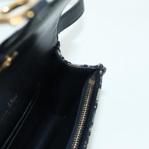 Christian Dior Trotter Canvas Saddle Waist bag Navy Gold Auth 171490SAV