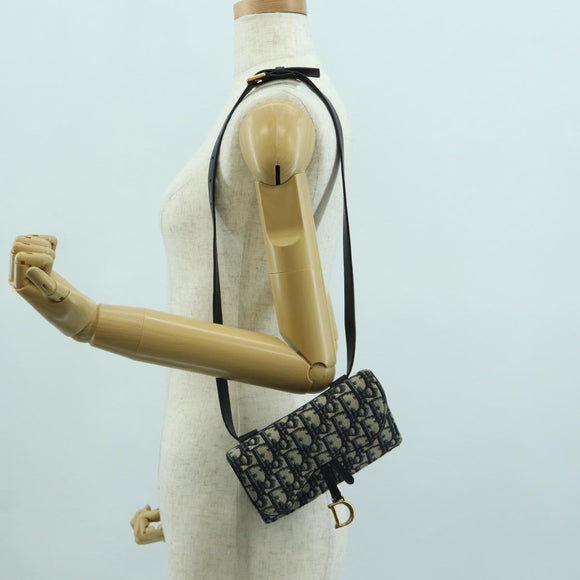 Christian Dior Trotter Canvas Saddle Waist bag Navy Gold Auth 171490SAV