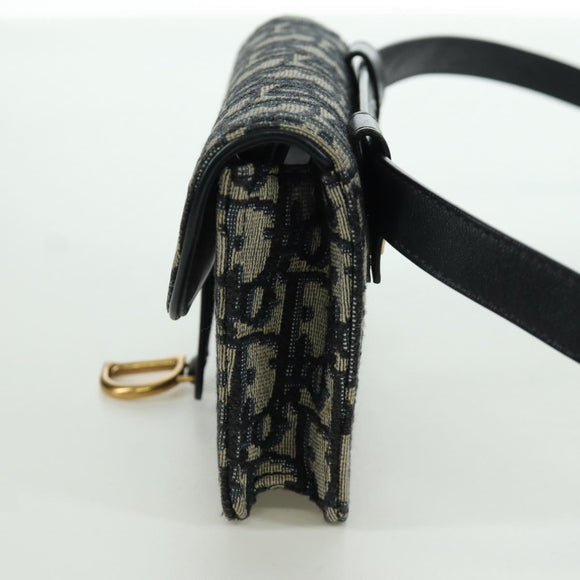 Christian Dior Trotter Canvas Saddle Waist bag Navy Gold Auth 171490SAV