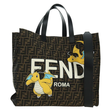 FENDI Zucca Canvas Fragment x Pokemon Hand Bag 2way Brown Black Auth 171492SM