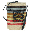 LOEWE Square Pocket Anagram Shoulder Bag Raffia Beige Auth 171500SAM-1