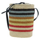 LOEWE Square Pocket Anagram Shoulder Bag Raffia Beige Auth 171500SAM-2