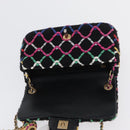 CHANEL Mini Matelasse 20 Chain Shoulder Bag Tweed Black Gold CC Auth 171505SAM-10