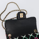 CHANEL Mini Matelasse 20 Chain Shoulder Bag Tweed Black Gold CC Auth 171505SAM-20