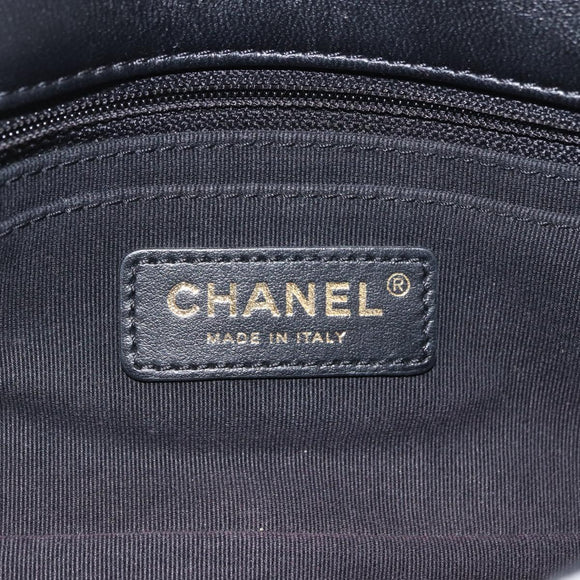 CHANEL Mini Matelasse 20 Chain Shoulder Bag Tweed Black Gold CC Auth 171505SAM