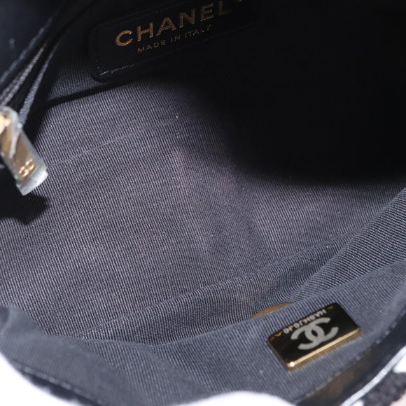 CHANEL Mini Matelasse 20 Chain Shoulder Bag Tweed Black Gold CC Auth 171505SAM