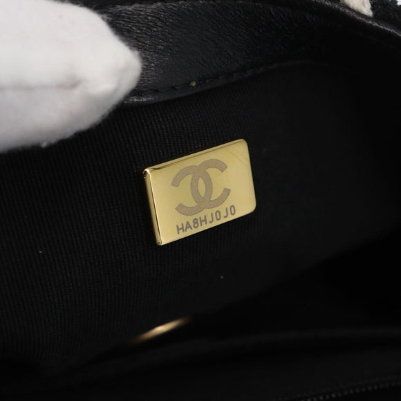CHANEL Mini Matelasse 20 Chain Shoulder Bag Tweed Black Gold CC Auth 171505SAM