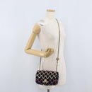 CHANEL Mini Matelasse 20 Chain Shoulder Bag Tweed Black Gold CC Auth 171505SAM-29