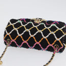 CHANEL Mini Matelasse 20 Chain Shoulder Bag Tweed Black Gold CC Auth 171505SAM-6