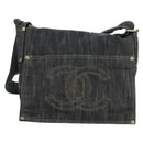 CHANEL COCO Mark Shoulder Bag Denim Navy Gold CC Auth 171512SAM-13
