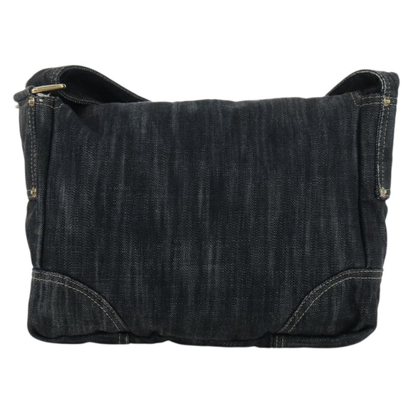 CHANEL COCO Mark Shoulder Bag Denim Navy Gold CC Auth 171512SAM