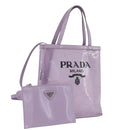 PRADA Sequin Hand Bag Leather Purple Auth 171514A-1