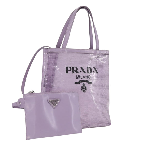 PRADA Pailletten-Handtasche Leder Lila Original 171514A