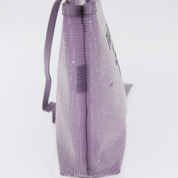 PRADA Sequin Hand Bag Leather Purple Auth 171514A