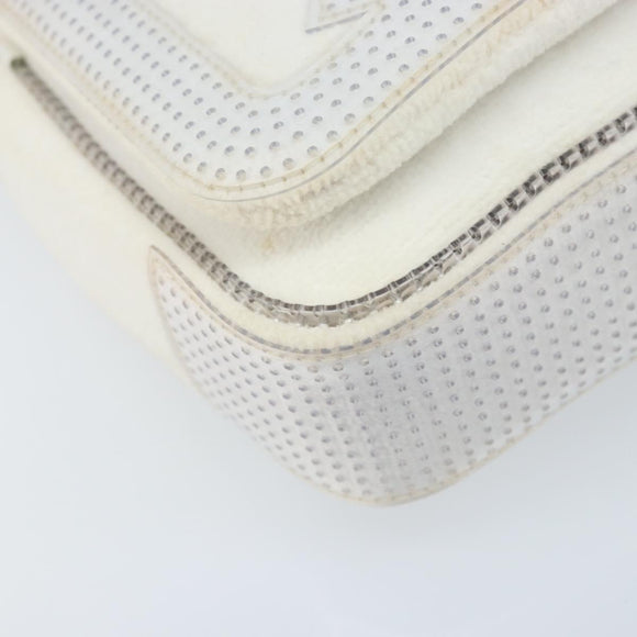 CHANEL Chain Shoulder Bag Pile White Silver CC Auth 171518A