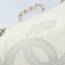 CHANEL Chain Shoulder Bag Pile White Silver CC Auth 171518A-15