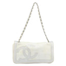 CHANEL Chain Shoulder Bag Pile White Silver CC Auth 171518A-2