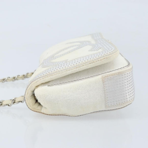 CHANEL Chain Shoulder Bag Pile White Silver CC Auth 171518A