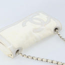 CHANEL Chain Shoulder Bag Pile White Silver CC Auth 171518A-6