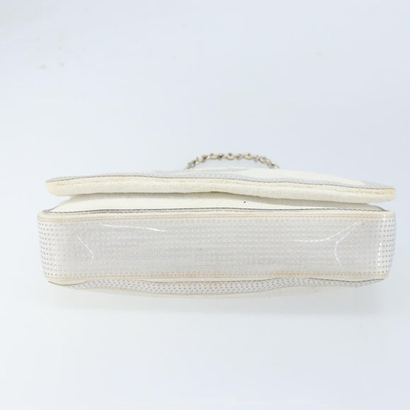 CHANEL Chain Shoulder Bag Pile White Silver CC Auth 171518A