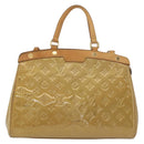 LOUIS VUITTON Vernis Blair MM Hand Bag 2way Beige Poodle M91755 LV Auth 171519-13