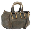 Chloe Etel Hand Bag Leather 2way Gray Gold Auth 171522-1