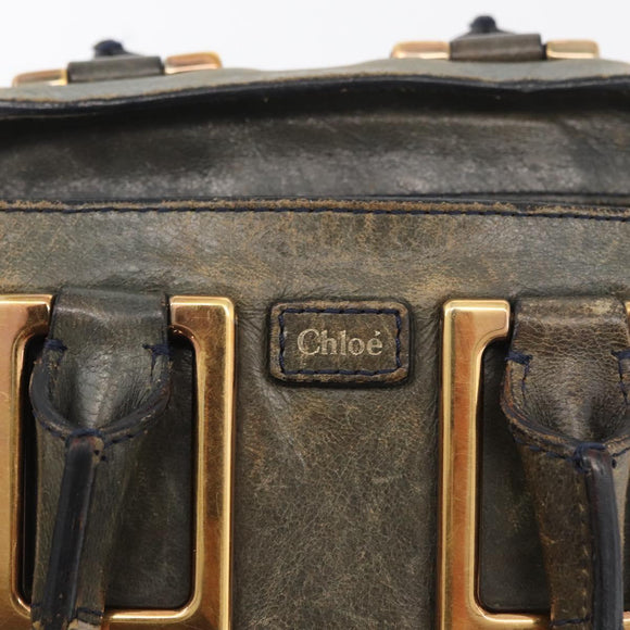 Chloe Etel Hand Bag Leather 2way Gray Gold Auth 171522