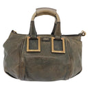 Chloe Etel Hand Bag Leather 2way Gray Gold Auth 171522-2