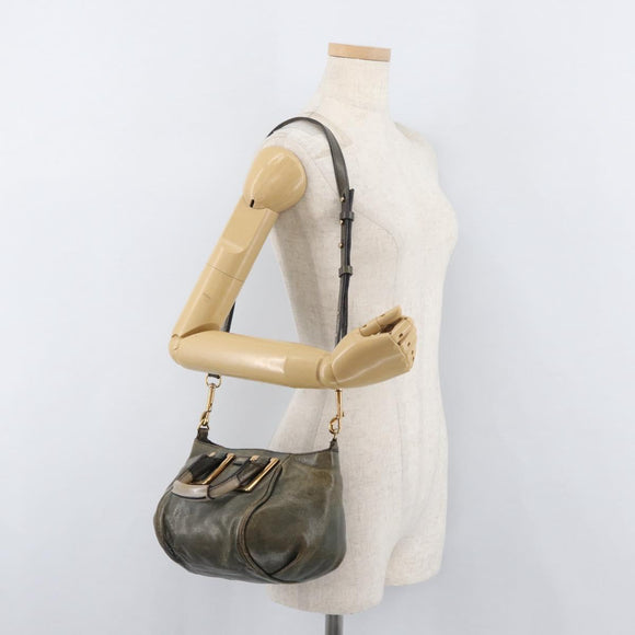 Chloe Etel Hand Bag Leather 2way Gray Gold Auth 171522