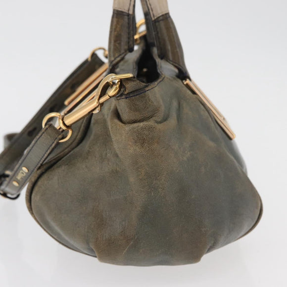Chloe Etel Hand Bag Leather 2way Gray Gold Auth 171522