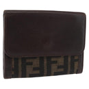 FENDI Zucca Canvas Bifold Wallet Black Brown Auth 171523-1