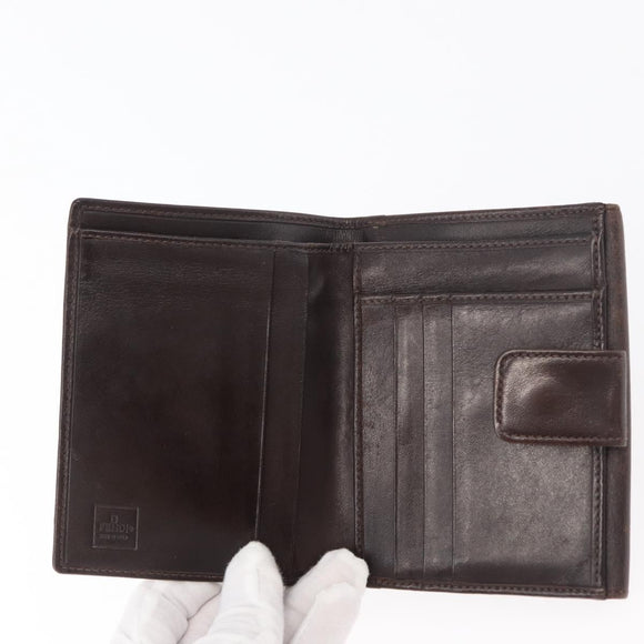 FENDI Zucca Canvas Bifold Wallet Black Brown Auth 171523