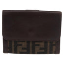 FENDI Zucca Canvas Bifold Wallet Black Brown Auth 171523-2