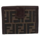 FENDI Zucca Canvas Bifold Wallet Black Brown Auth 171523-3
