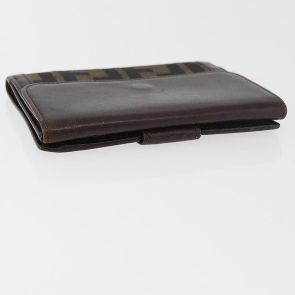 FENDI Zucca Canvas Bifold Wallet Black Brown Auth 171523