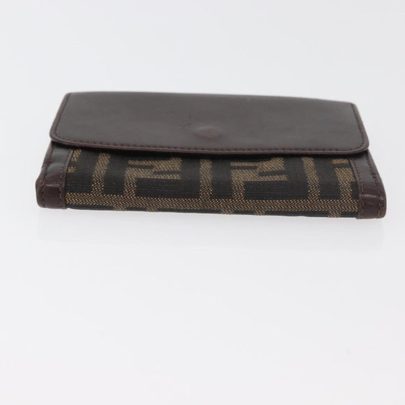 FENDI Zucca Canvas Bifold Wallet Black Brown Auth 171523