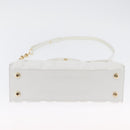 Salvatore Ferragamo Gancini Chain Bag Leather 2way White Gold Auth 171530M-11