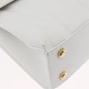 Salvatore Ferragamo Gancini Chain Bag Leather 2way White Gold Auth 171530M-12