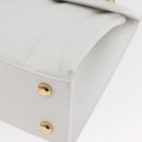 Salvatore Ferragamo Gancini Chain Bag Leather 2way White Gold Auth 171530M-13