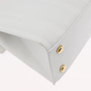 Salvatore Ferragamo Gancini Chain Bag Leather 2way White Gold Auth 171530M-14