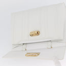 Salvatore Ferragamo Gancini Chain Bag Leather 2way White Gold Auth 171530M-19
