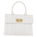 Salvatore Ferragamo Gancini Chain Bag Leather 2way White Gold Auth 171530M-2