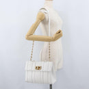 Salvatore Ferragamo Gancini Chain Bag Leather 2way White Gold Auth 171530M-29